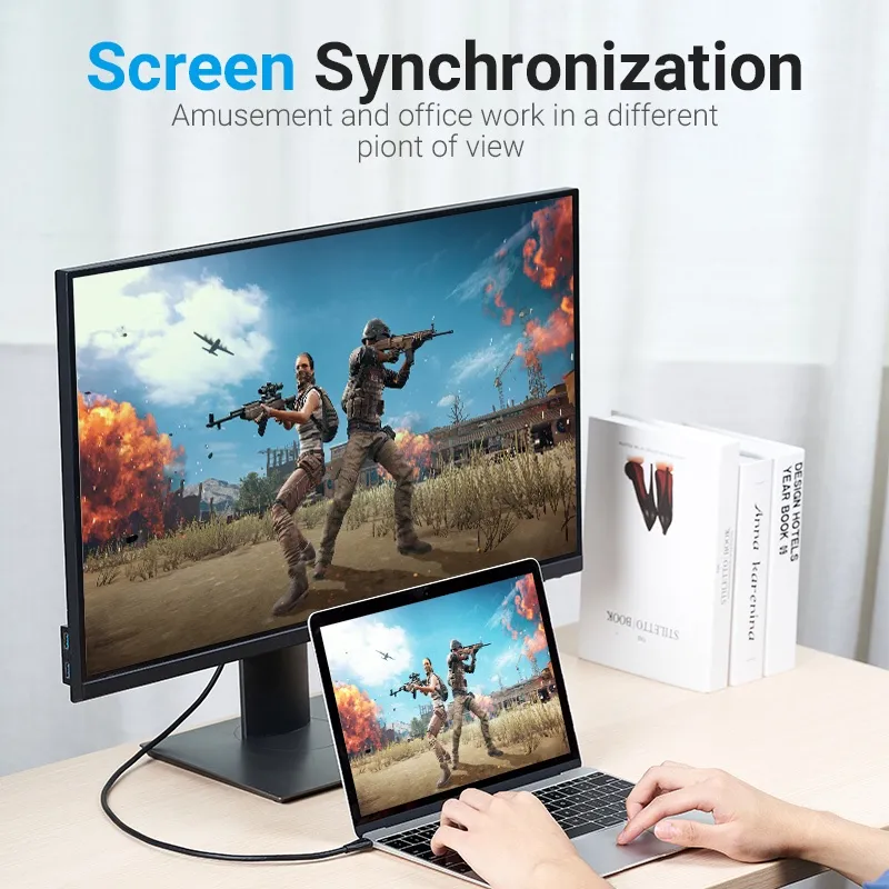 Ảnh Cáp chuyển đổi USB sang DP Vention 8K 60Hz/2K144Hz kết nối USB C sang laptop/máy chiếu 1080P 1