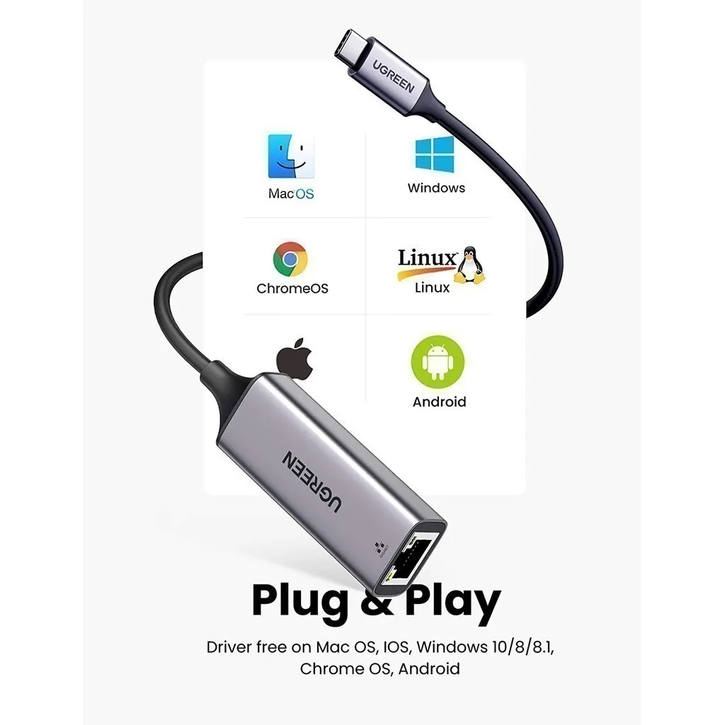 Ảnh Cáp chuyển đổi USB type C sang cổng mạng LAN 1Gbps RJ45 UGREEN CM199 50737 - Hàng phân phối chính hãng 2