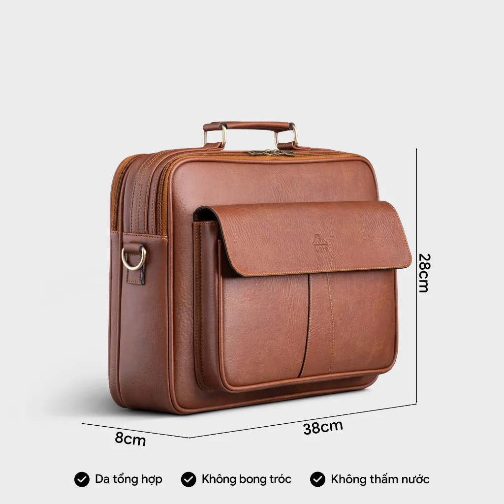 Ảnh Cặp Công Sở Lata (Thời trang nam basic đựng vừa laptop 14 inch - Cặp da CA43) 2