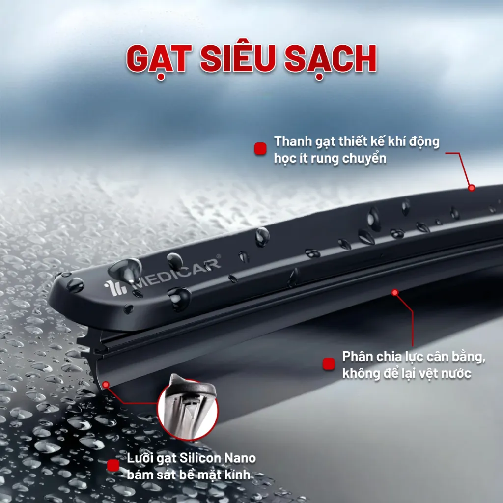 Ảnh Cặp gạt mưa ô tô xe MERCEDES-BENZ - Gạt mưa ô tô Silicon phủ nano chống nước Medicar 2