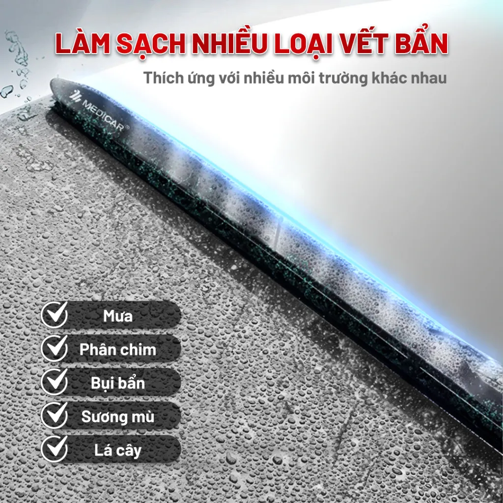 Ảnh Cặp gạt mưa ô tô xe MERCEDES-BENZ - Gạt mưa ô tô Silicon phủ nano chống nước Medicar 3