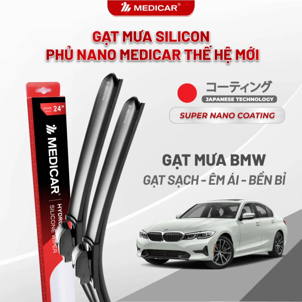 Ảnh Cặp gạt mưa ô tô xe BMW - Gạt mưa ô tô Silicon phủ nano chống nước Medicar 1