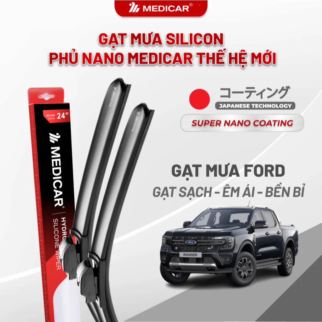 Ảnh Cặp gạt mưa ô tô xe FORD - Gạt mưa ô tô Silicon phủ nano chống nước Medicar 1