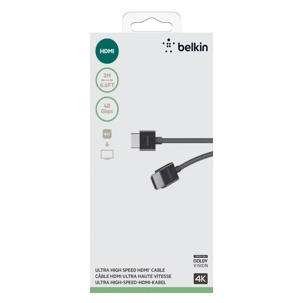 Ảnh Cáp HDMI 2.1 Belkin Ultra HD 8K tương thích với Dolby Vision™  dài 2 mét AV10175 4