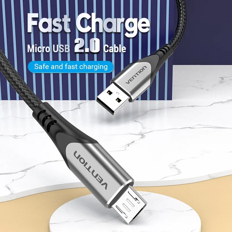 Ảnh Cáp Micro USB Sạc nhanh Vention 3A Dây ruyền dữ liệu bện nylon dành cho Android 1