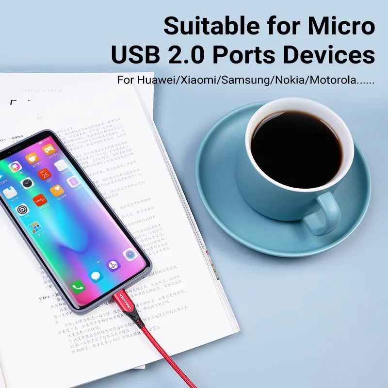 Ảnh Cáp Micro USB Sạc nhanh Vention 3A Dây ruyền dữ liệu bện nylon dành cho Android 4