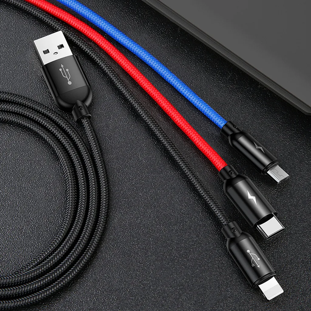 Ảnh Cáp Sạc 3 trong 1 CHÍNH HÃNG Baseus Dây Dù 1.2M Tiện Lợi Dành Cho Điện Thoại Ip-SamSung-Oppo-Xiaomi 3