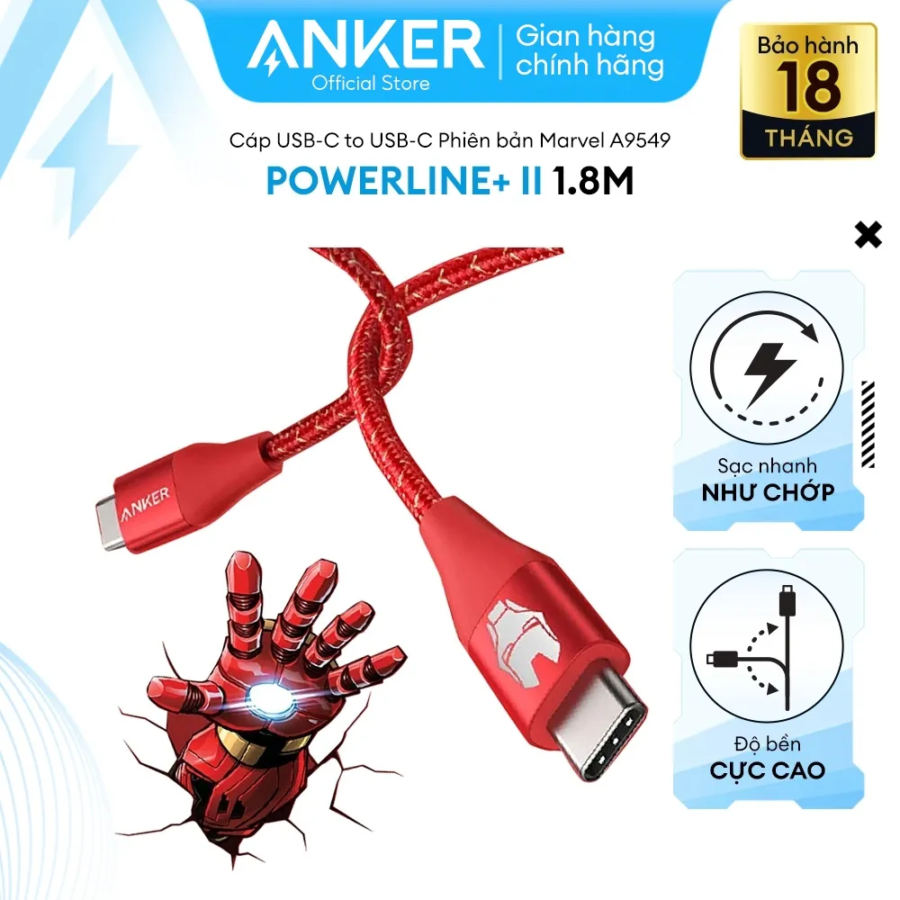 Ảnh Cáp Sạc ANKER Powerline+ II USB-C To USB-C MARVEL- Dài 1.8M - A9549 2