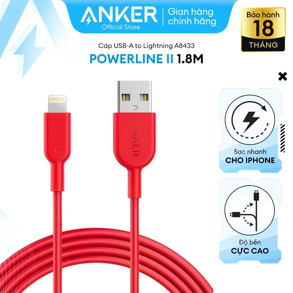 Ảnh Cáp sạc ANKER Powerline II Lightning - Dài 1.8m - A8433 2