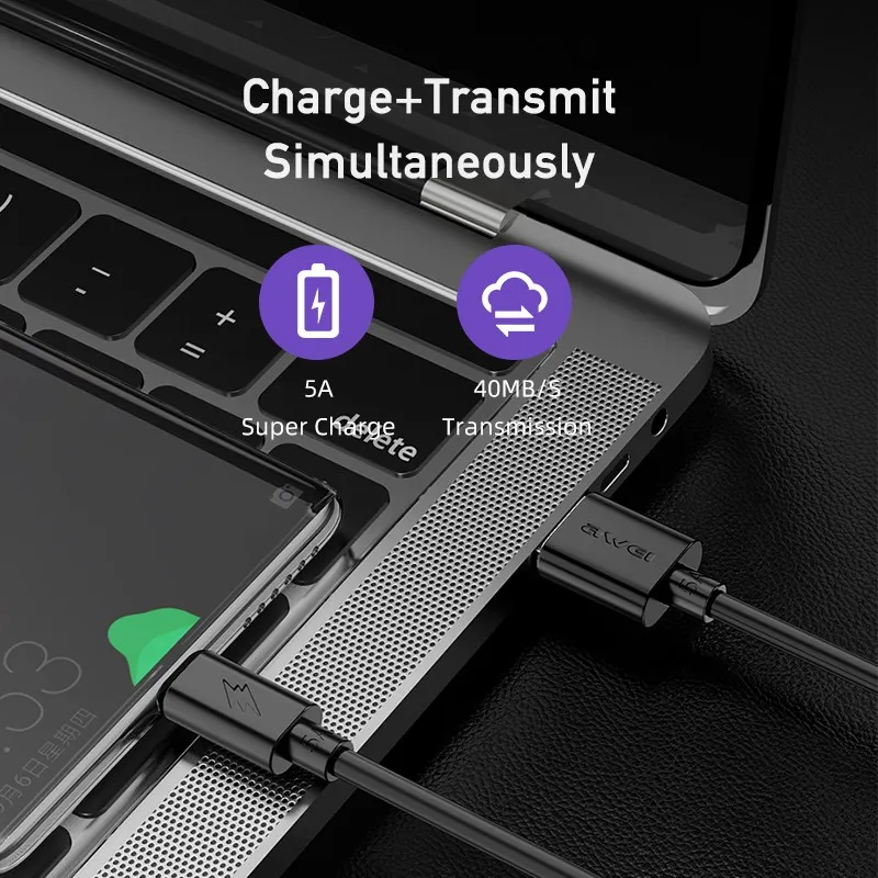 Ảnh Cáp sạc Awei CL-110T sạc nhanh USB Type C cho Android Chính hãng An Toàn Ổn Định 4