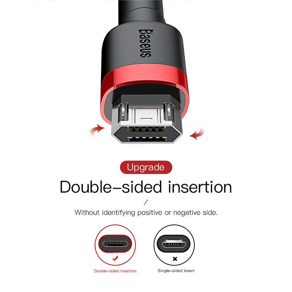 Ảnh Cáp sạc Baseus Cafule Micro USB hỗ trợ cho các dòng Androi, sạc nhanh 2.4A/1.5A/2A dài 1m/2m/3m dây bọc dù chống đứt 2
