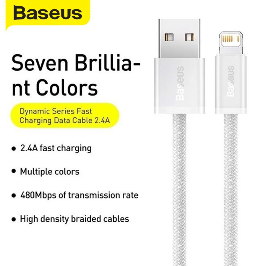 Ảnh Cáp sạc Baseus Dynamic Series USB dùng cho 6/7/8/10/11/12/13/14 sạc nhanh 2.4A data tốc độ cao, dây bọc dù, dài 1m/2m 3