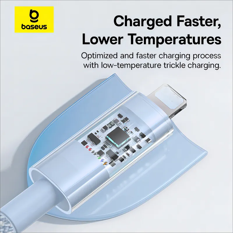 Ảnh Cáp sạc Baseus Gem USB-C sang PD 20W Chip nhận dạng thông minh thẩm mỹ trong suốt sạc nhanh 3