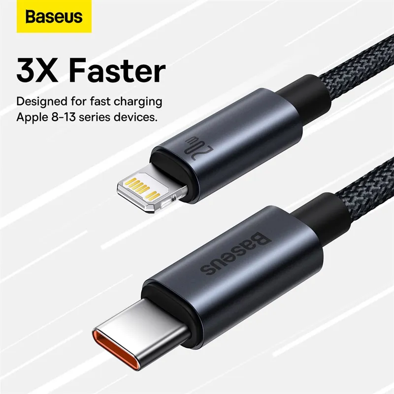 Ảnh Cáp sạc Baseus PD 20W từ cổng USB C qua L thích hợp cho Phone 13 12 Pro X XS 3