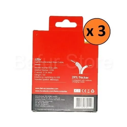 Ảnh Cáp sạc Itel ICD - L22N cho Ip 5 trở lên | Dây bện dày | Hàng chính hãng 4
