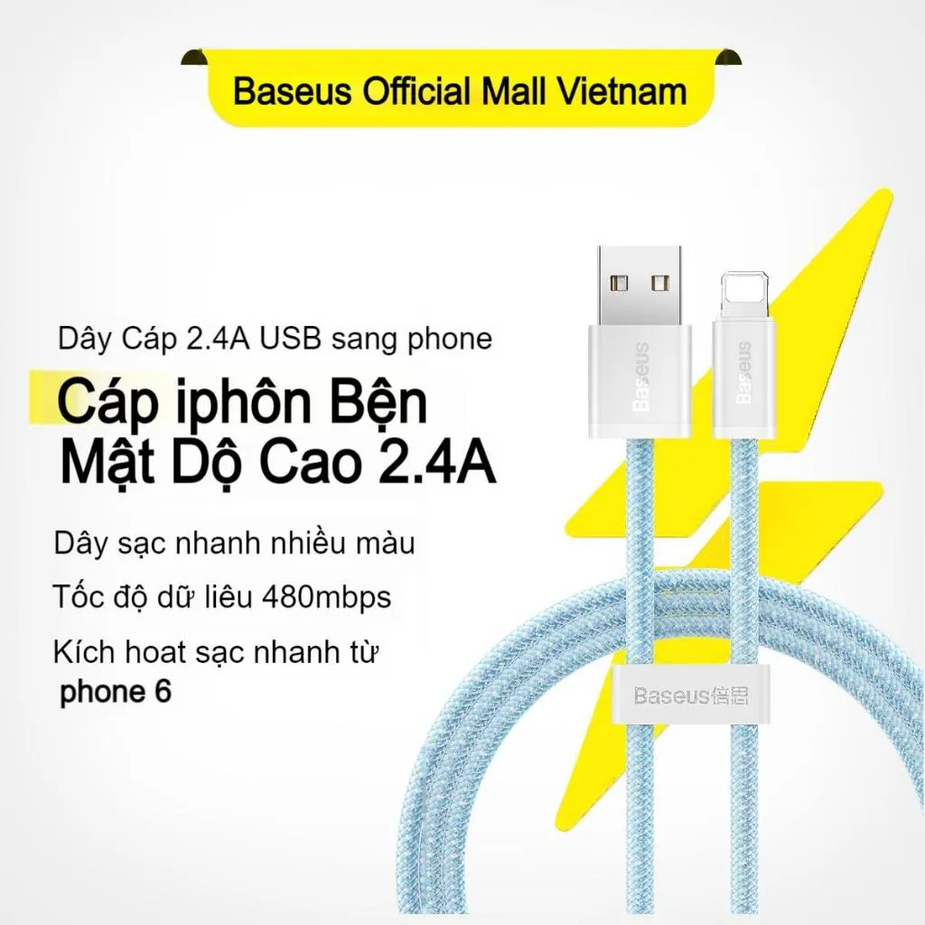 Ảnh Cáp Sạc Nhanh 2.4A Baseus USB Dành cho Phone 13 Pro Max/12 Mini Pro Max 1