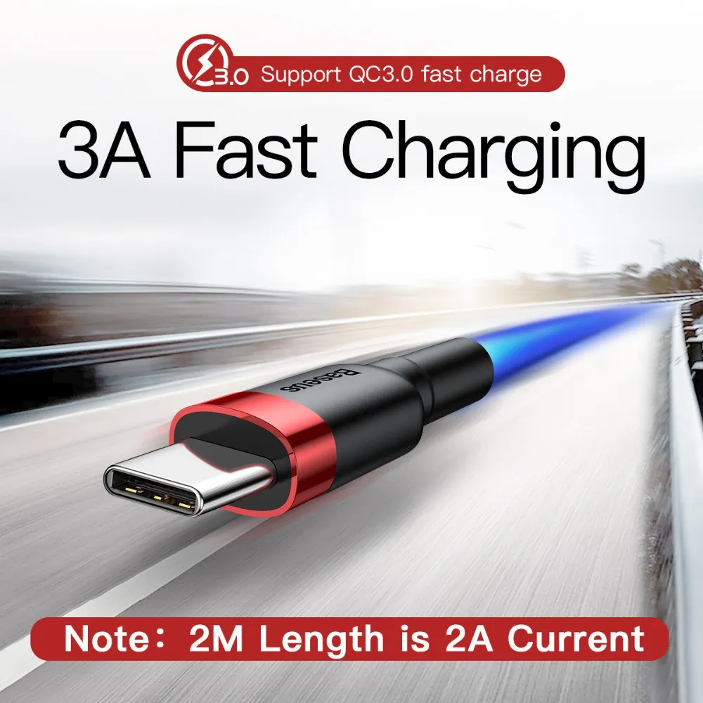 Ảnh Cáp Sạc Nhanh Baseus Dây Sạc USB sang Type-C  cho Xiaomi redmi Samsung S7 S8 S9 dài 0.5m 1m 2m 4