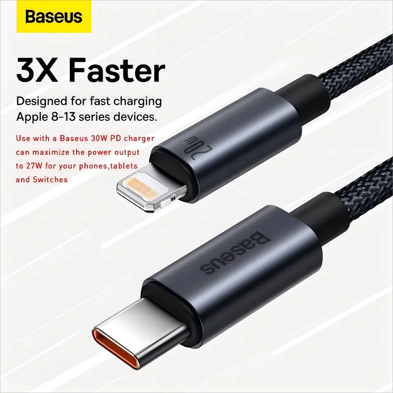 Ảnh Cáp Sạc Nhanh Baseus PD 20W USB-C to Ligh, Tương Thích các dòng Phone cho điện thoại từ cổng C qua L 2