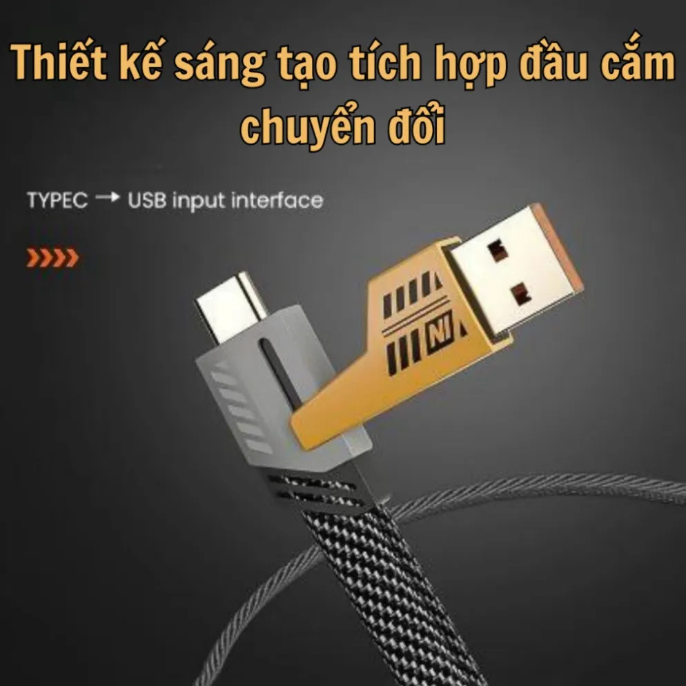 Ảnh Cáp Sạc Nhanh bọc vải dù 4 Trong 1 Sạc Chống Gẫy Chính Hãng Bảo Hành 16  tháng - Vinzy 2