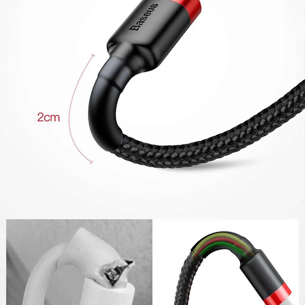 Ảnh Cáp sạc nhanh CHÍNH HÃNG Baseus Chuẩn USB ra Type C - Dây Bọc Dù Chống Gãy Gập - Siêu Bền 3