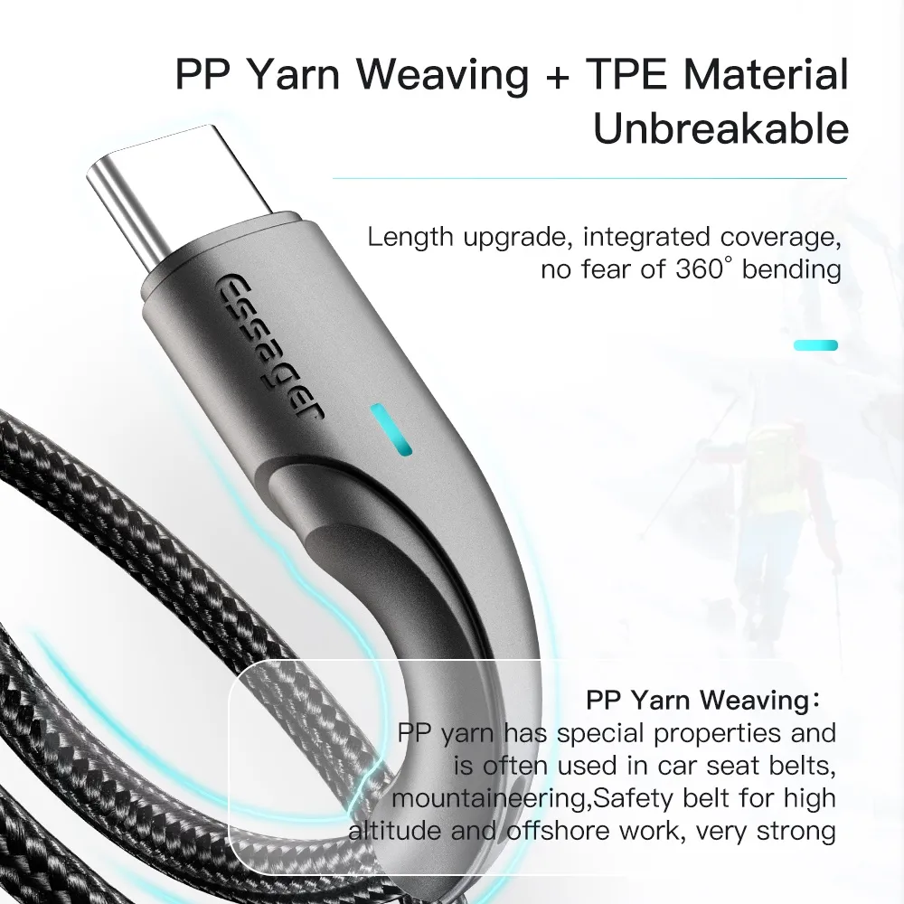 Ảnh Cáp sạc nhanh Essager 3A Type C/Micro/iP Usb 0.25m/1m/2m/3M cho điện thoại Android 1