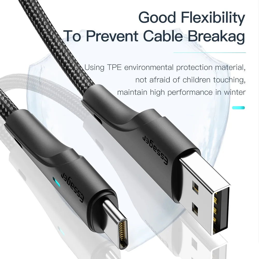 Ảnh Cáp sạc nhanh Essager 3A Type C/Micro/iP Usb 0.25m/1m/2m/3M cho điện thoại Android 2