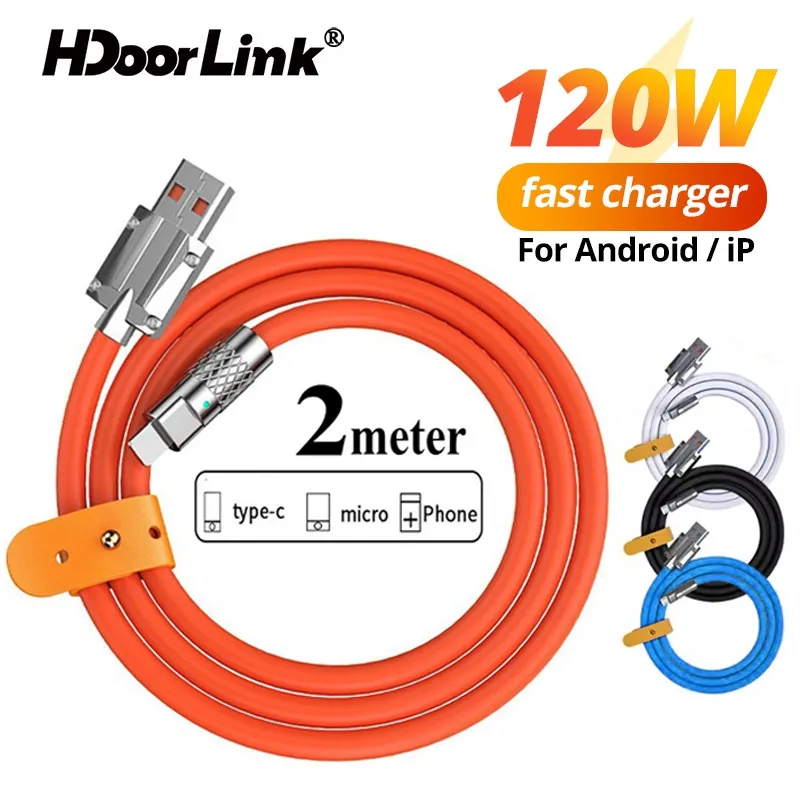 Ảnh Cáp sạc nhanh HdoorLink đồng bộ dữ liệu usb loại C 60W 120W 6A cho điện thoại Android 1