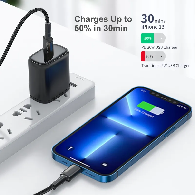 Ảnh Cáp sạc nhanh 
KUULAA cổng USB c sang lightning thích hợp cho Iphone 12 mini pro max 11 8 7 PD 20w 30w 2