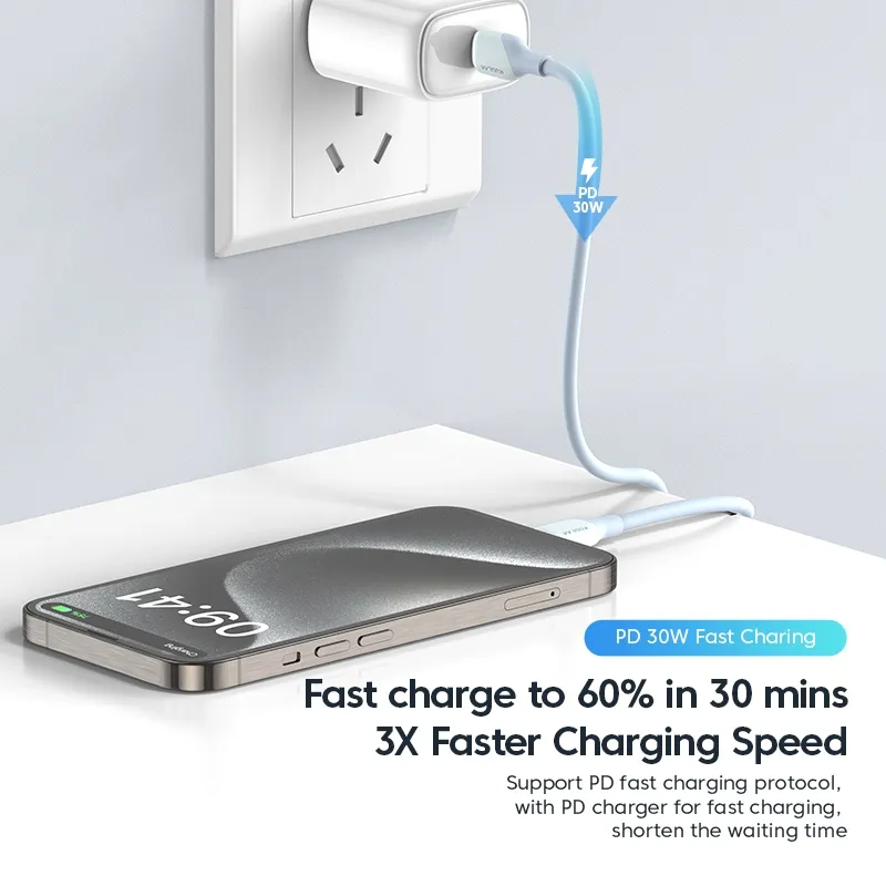 Ảnh Cáp sạc nhanh 
KUULAA USB type C 60w PD QC 4.0 60w thích hợp cho Iphone 15 pro max plus 1