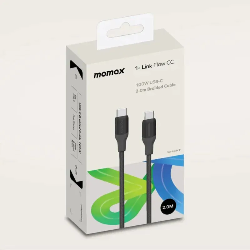 Ảnh Cáp sạc Nhanh Momax 1-Link USB-C To USB-C (2.0m / Support 100W) Charging + Data Transfer cable (Braided - TPE + Nylon) 1