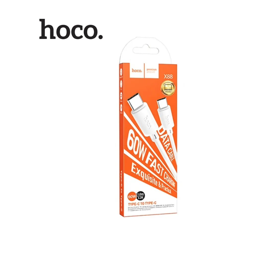 Ảnh Cáp sạc nhanh PD60W TypeC to TypeC Hoco X88 dây dẻo siêu bền dài 100cm (TRẮNG) 2