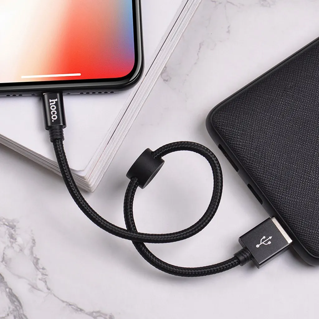 Ảnh Cáp Sạc Nhanh Siêu Ngắn 25cm CHÍNH HÃNG Hoco Chuẩn USB to L Gọn Gàng Dùng Cho Sạc Dự Phòng 4