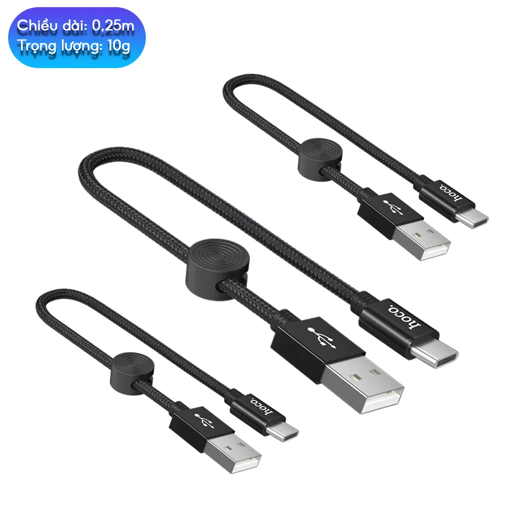 Ảnh Cáp Sạc Nhanh Siêu Ngắn 25cm CHÍNH HÃNG Hoco Chuẩn USB to TYPE C Gọn Gàng Dùng Cho Sạc Dự Phòng 2