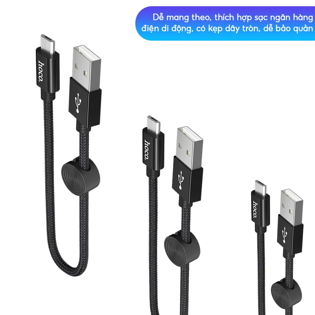 Ảnh Cáp Sạc Nhanh Siêu Ngắn 25cm CHÍNH HÃNG Hoco Chuẩn USB to MICRO Gọn Gàng Dùng Cho Sạc Dự Phòng 2