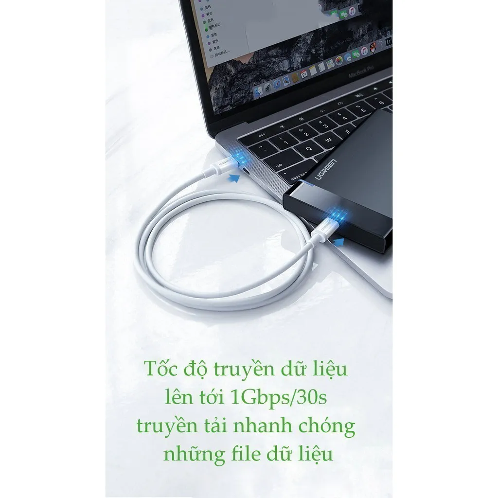 Ảnh Cáp sạc nhanh Type C UGREEN US264 | Sạc nhanh dòng 3A |Vỏ bện nylo|Đầu hợp kim tản nhiệt tốt | Bảo hành 18 tháng 1 đổi1 2