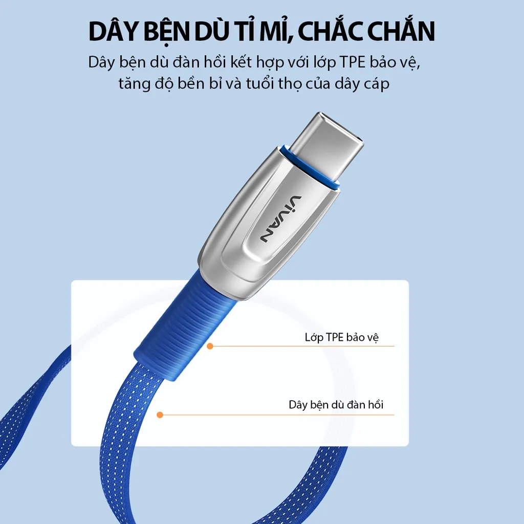 Ảnh Cáp Sạc Nhanh Type-C/ MICRO VIVAN BTK-CS/ BTK-MS 3A 1m 2