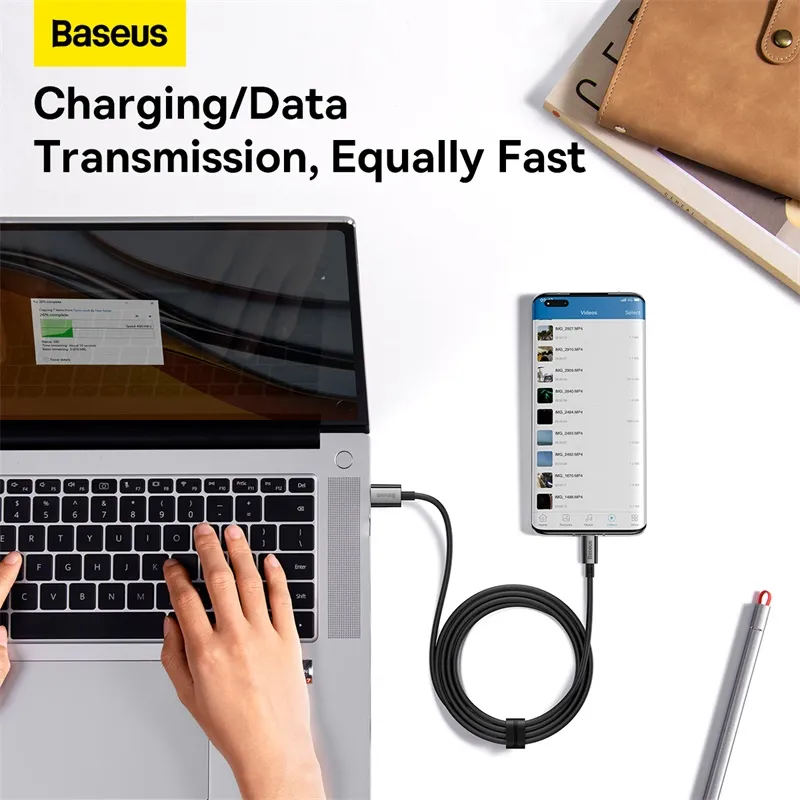 Ảnh Cáp sạc nhanh USB C BASEUS 100W 6A cho Huawei P30 PD Xiaomi Samsung 3