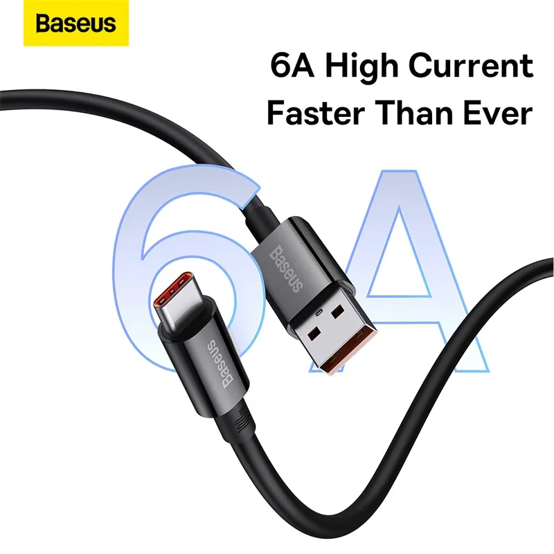 Ảnh Cáp sạc nhanh USB C BASEUS 100W 6A cho Huawei P30 PD Xiaomi Samsung 4
