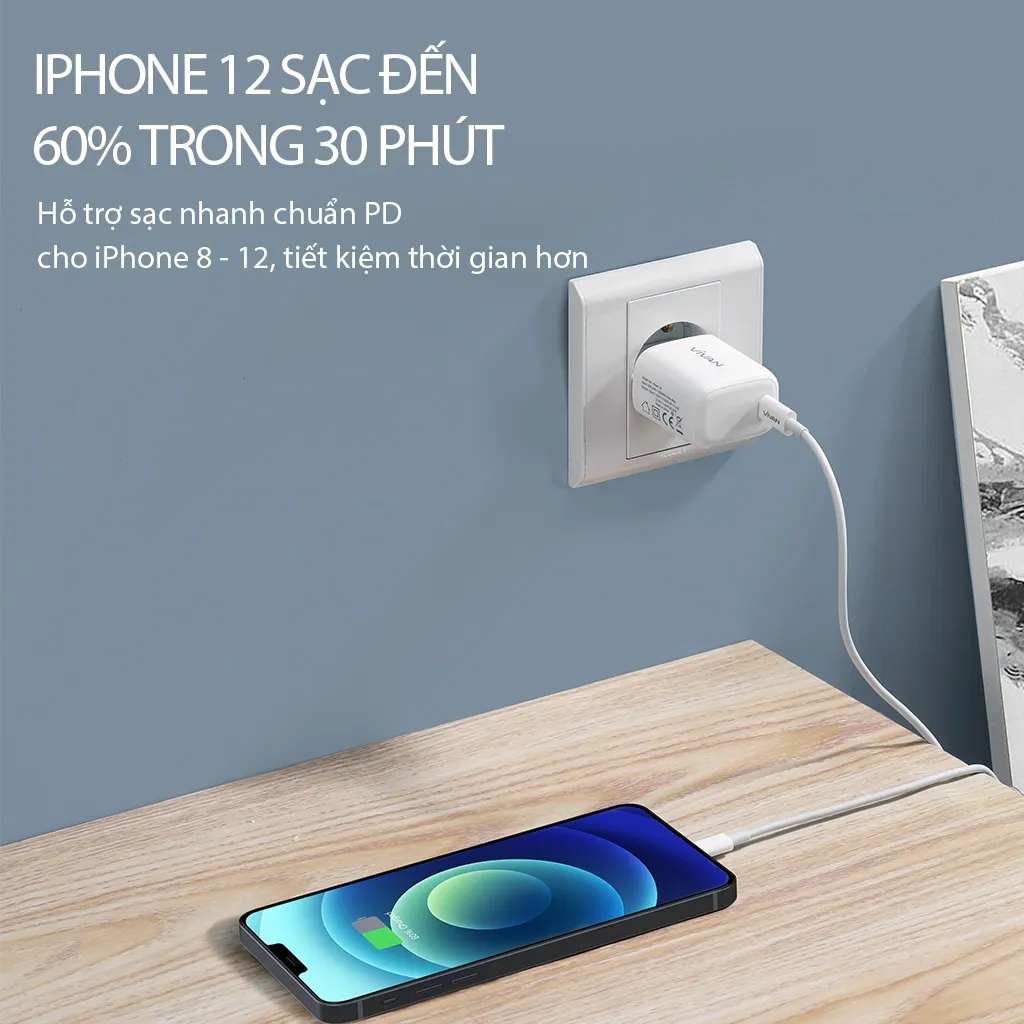 Ảnh Cáp Sạc Nhanh VIVAN KCL100S Type-C to Lighting 100cm Chuẩn Sạc Nhanh PD 20W Dây Chống Gãy Hàng Chính Hãng 2