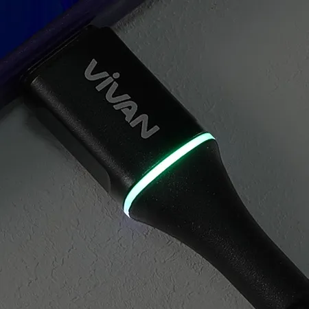 Ảnh Cáp Sạc Nhanh VIVAN nguồn 2.4A Đèn LED Đổi Màu Thông Minh Thiết Kế Chống Đứt Gãy - Hàng Chính Hãng 4