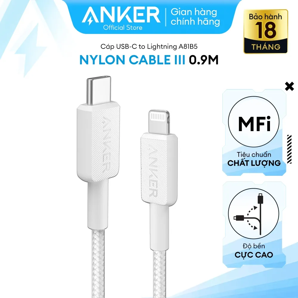 Ảnh Cáp Sạc Nylon Anker 322 USB-C to Lightning 0.9m - A81B5 - VT 2
