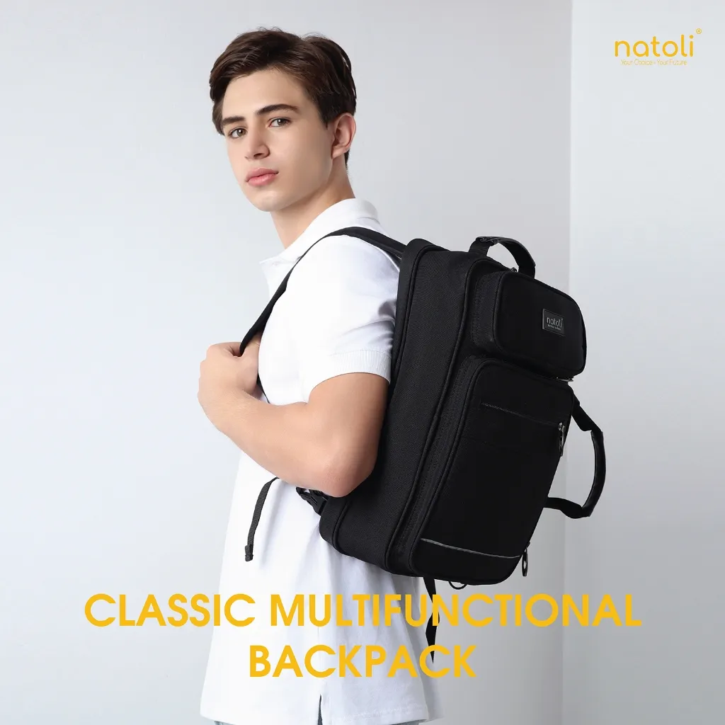 Ảnh Cặp sách đi học cấp 2, cấp 3 NATOLI Cặp đa năng, Balo đa năng nhiều ngăn BST Classic Multifunctional Backpack B17 2