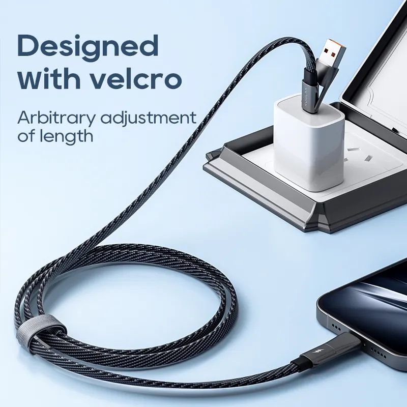 Ảnh Cáp USB C KUULAA Cáp USB-C 4 trong 1 Cáp sạc USB-C 60W có móc và vòng buộc và quản lý cáp Cáp PD loại C thích hợp để sạc nhanh iPhone Androi 3
