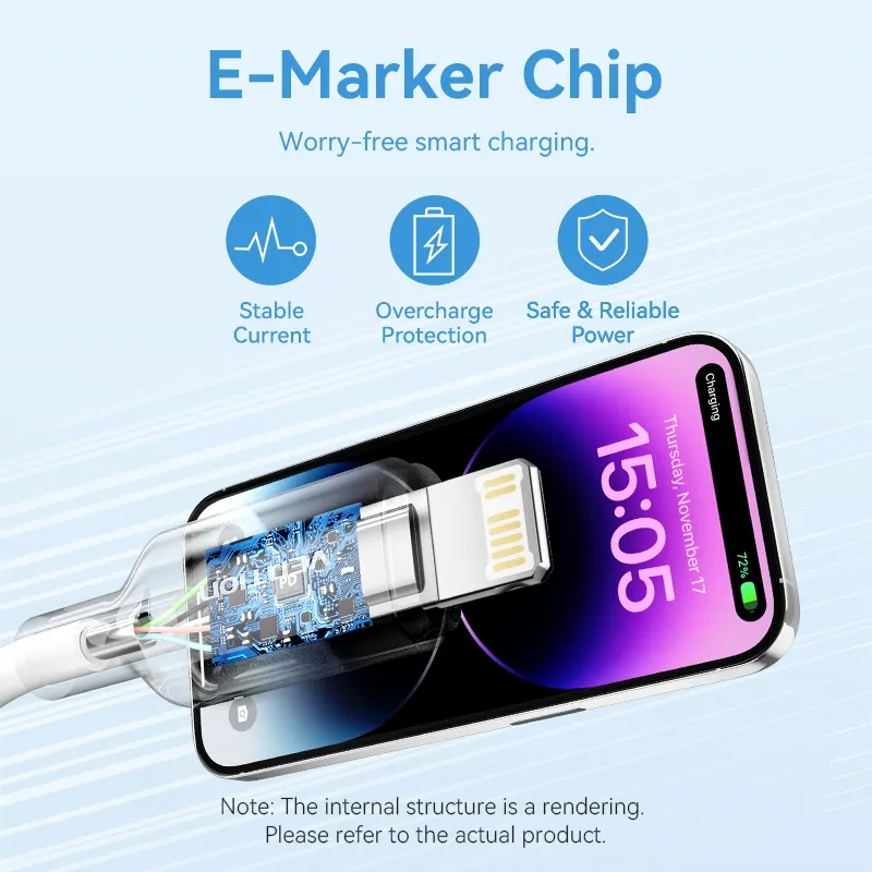 Ảnh Cáp Vention 27W PD USB C sang Lightning cho iPhone Pro Max sạc nhanh Cáp Type C to L cho iPhone Sạc cho iPad 3