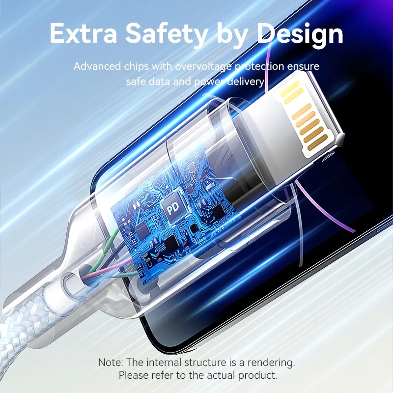 Ảnh Cáp Vention USB C Cho iPhone 14 13 12 11 Pro Max Xs 8 Plus iPad Macbook Dây 27W PD Sạc Nhanh Loại C Để Chiếu Sáng Dây Dữ Liệu 4