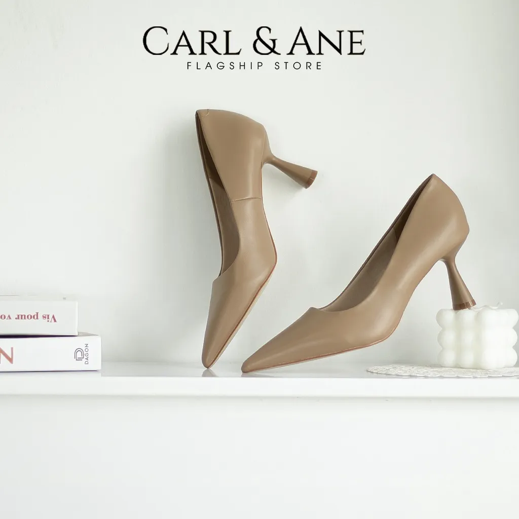 Ảnh Carl & Ane - Giày cao gót bít mũi thời trang công sở gót nhọn cao 7cm màu cà phê - CP014 1