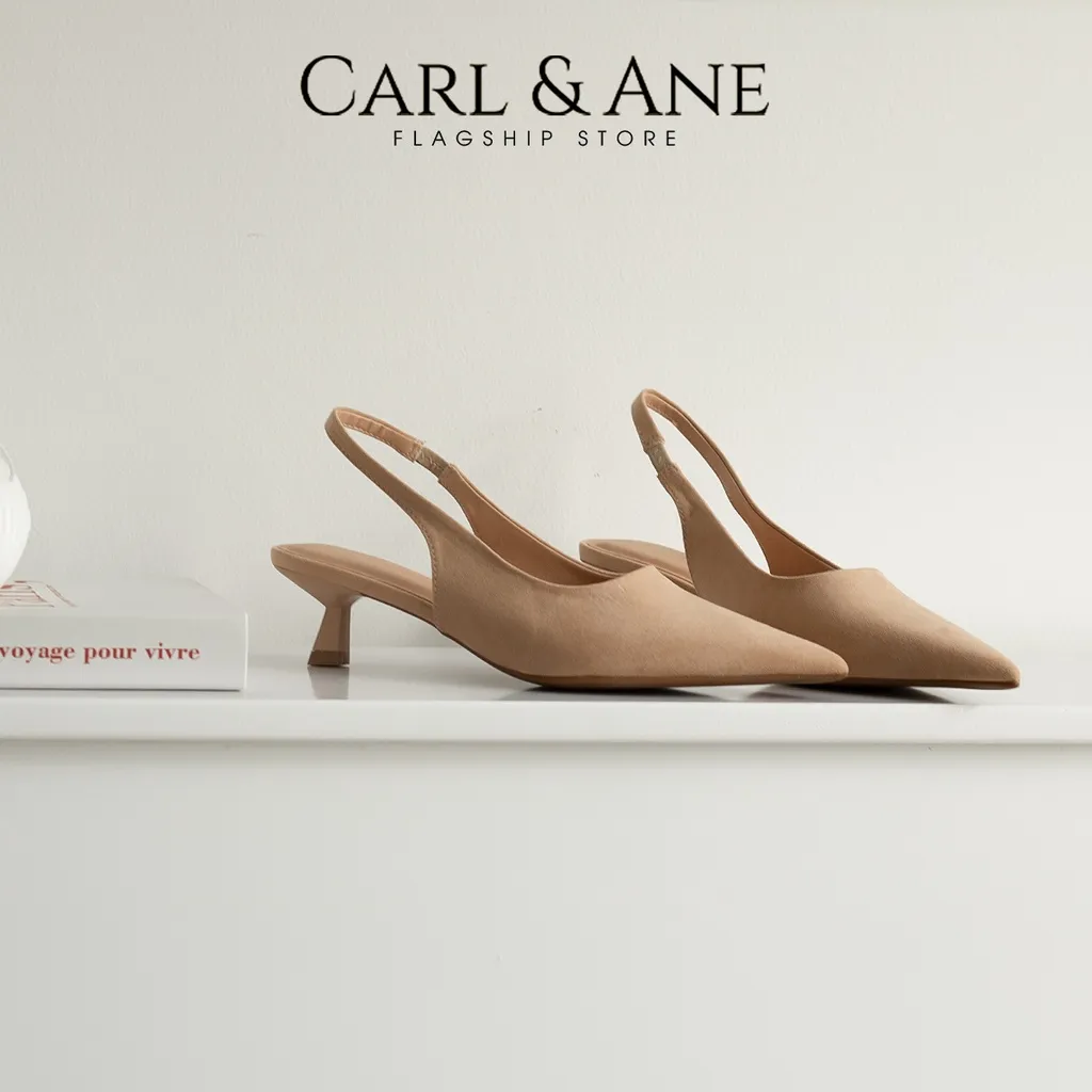 Ảnh Carl & Ane - Giày cao gót nữ dáng Slingback mũi nhọn phong cách thanh lịch màu kem - CL036 1