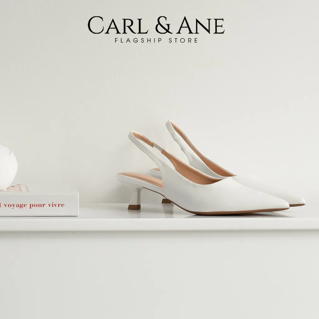 Ảnh Carl & Ane - Giày cao gót nữ dáng Slingback mũi nhọn phong cách thanh lịch màu kem - CL036 4