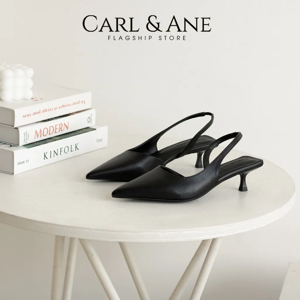 Ảnh Carl & Ane - Giày cao gót nữ dáng Slingback mũi nhọn phong cách thanh lịch màu đen - CL037 1