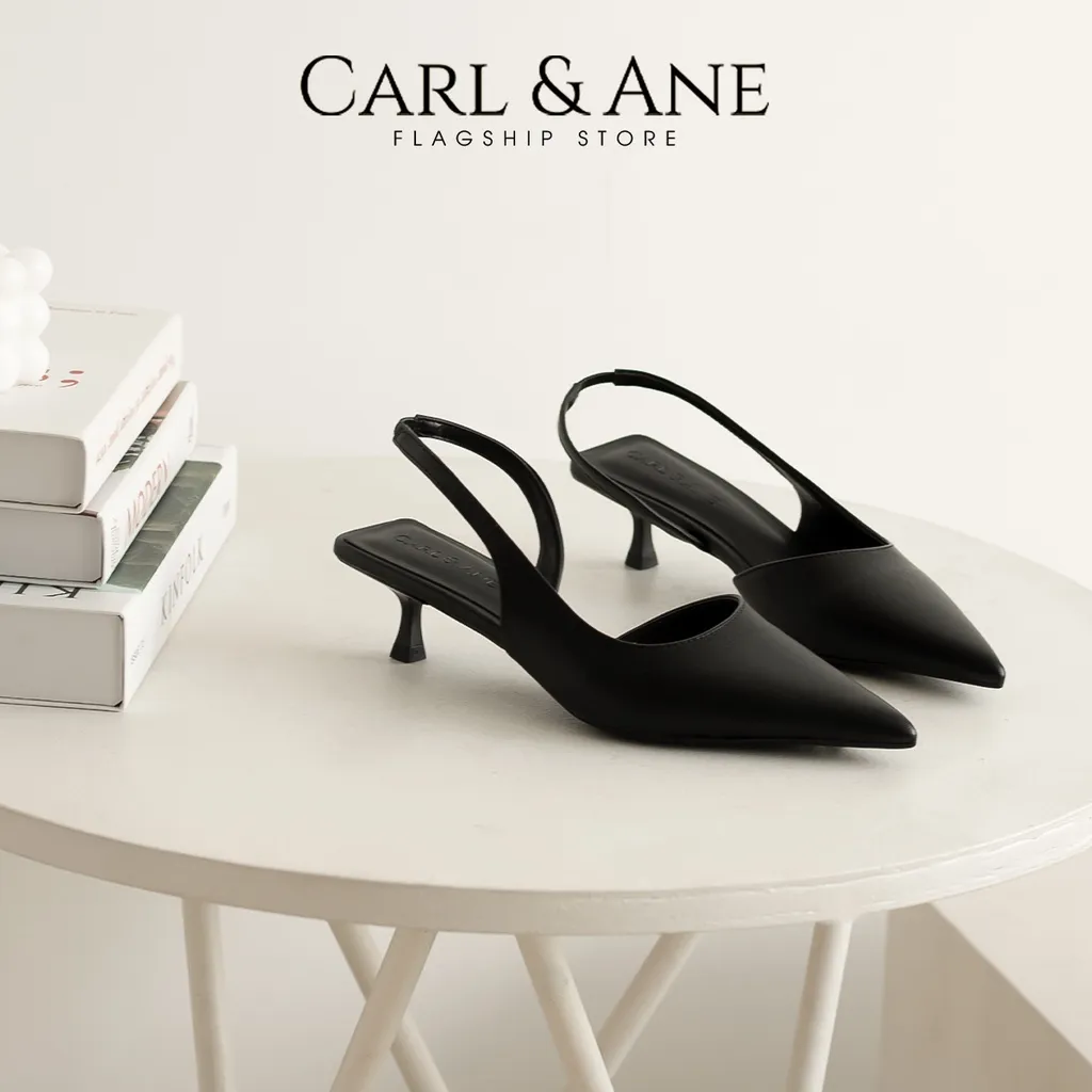 Ảnh Carl & Ane - Giày cao gót nữ dáng Slingback mũi nhọn phong cách thanh lịch màu đen - CL037 2